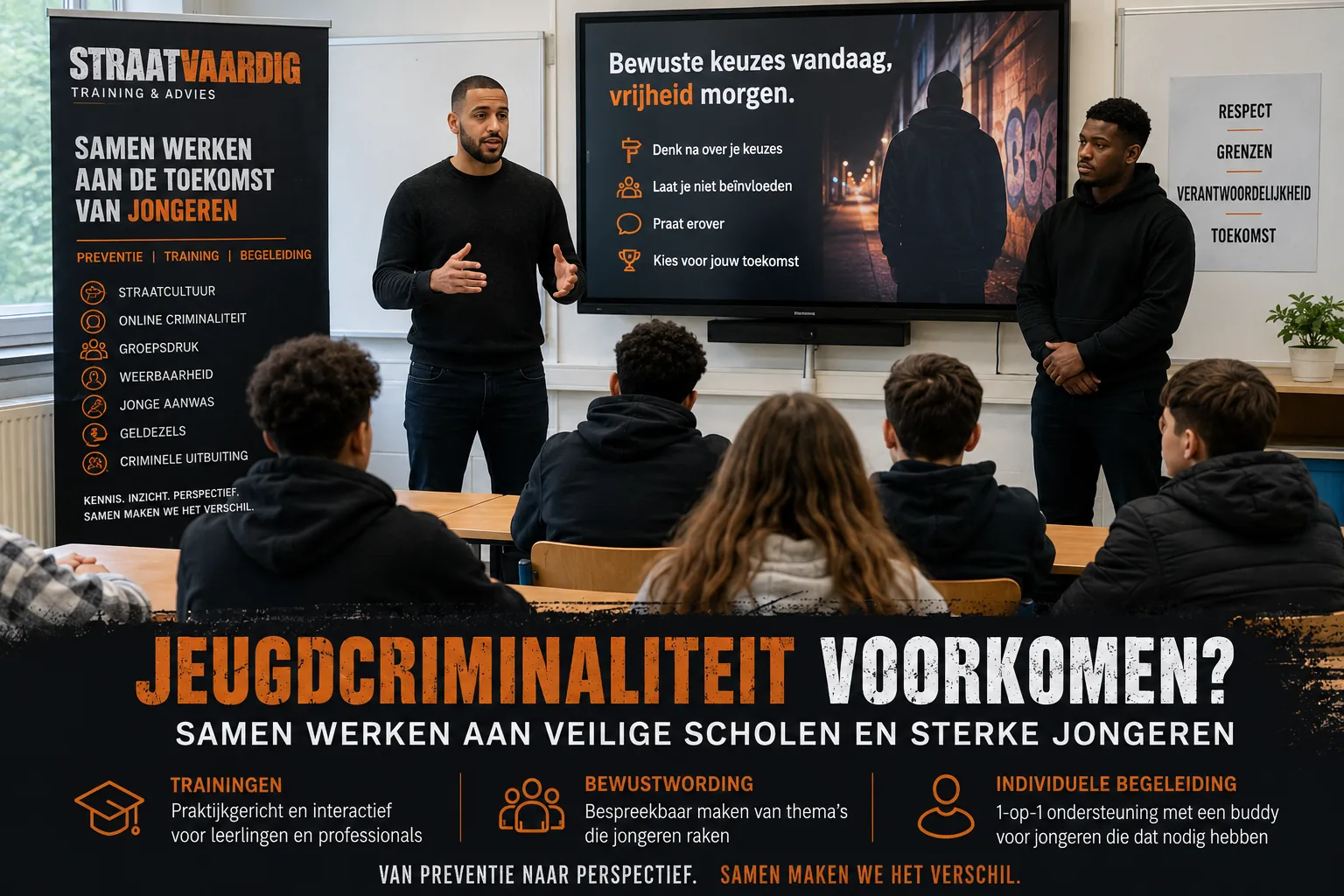 StraatVaardig geeft een praktijkgerichte training over het voorkomen van jeugdcriminaliteit op school